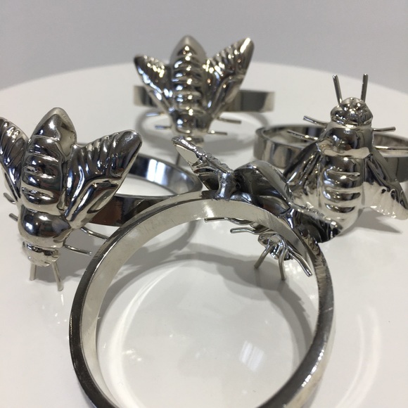 Dining Bumble Bee Napkin Rings Set Of 4 Silver Poshmark